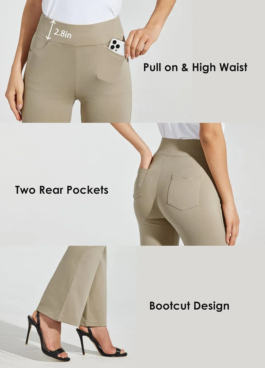 Willit Women's Yoga Dress Pants Bootcut Work Slacks Stretch Office Casual Flare Pants Petite/Regular 4 Pockets 28"/30"