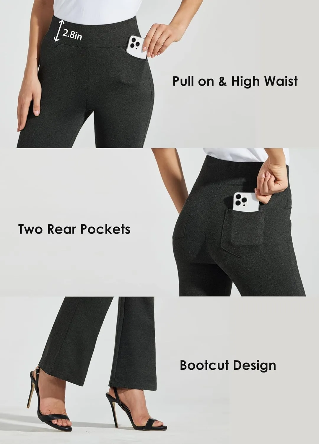 Willit Women's Yoga Dress Pants Bootcut Work Slacks Stretch Office Casual Flare Pants Petite/Regular 4 Pockets 28"/30"
