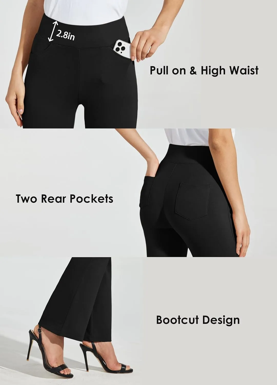 Willit Women's Yoga Dress Pants Bootcut Work Slacks Stretch Office Casual Flare Pants Petite/Regular 4 Pockets 28"/30"