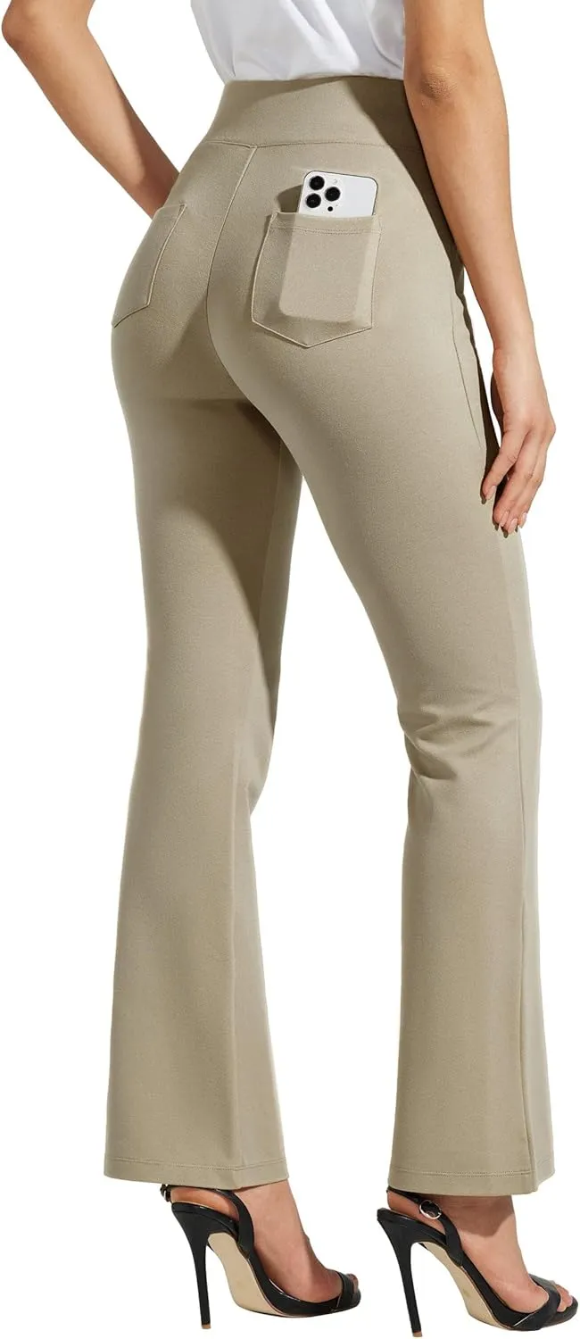 Willit Women's Yoga Dress Pants Bootcut Work Slacks Stretch Office Casual Flare Pants Petite/Regular 4 Pockets 28"/30"