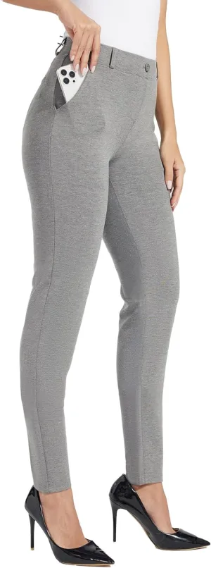 Willit Women's Yoga Dress Pants Skinny Work Slacks Leggings Slim Fit Stretch Office Casual Pants Pockets 27"/28"/29"/30"