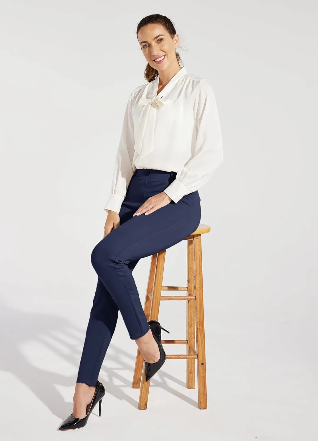 Willit Women's Yoga Dress Pants Skinny Work Slacks Leggings Slim Fit Stretch Office Casual Pants Pockets 27"/28"/29"/30"