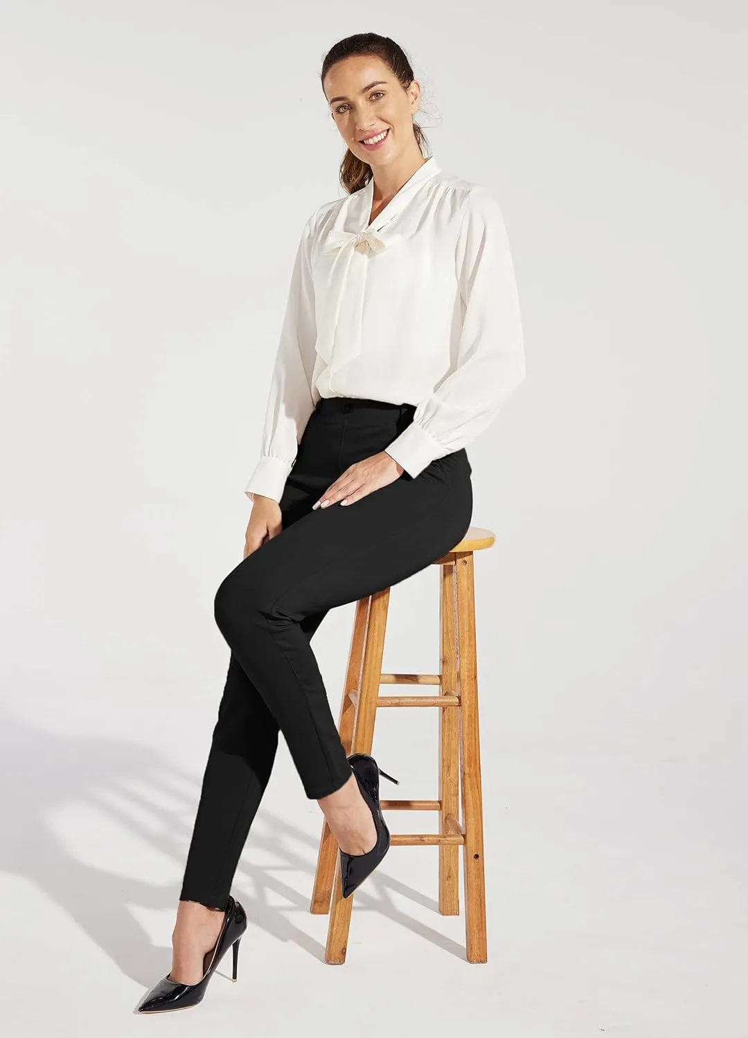 Willit Women's Yoga Dress Pants Skinny Work Slacks Leggings Slim Fit Stretch Office Casual Pants Pockets 27"/28"/29"/30"