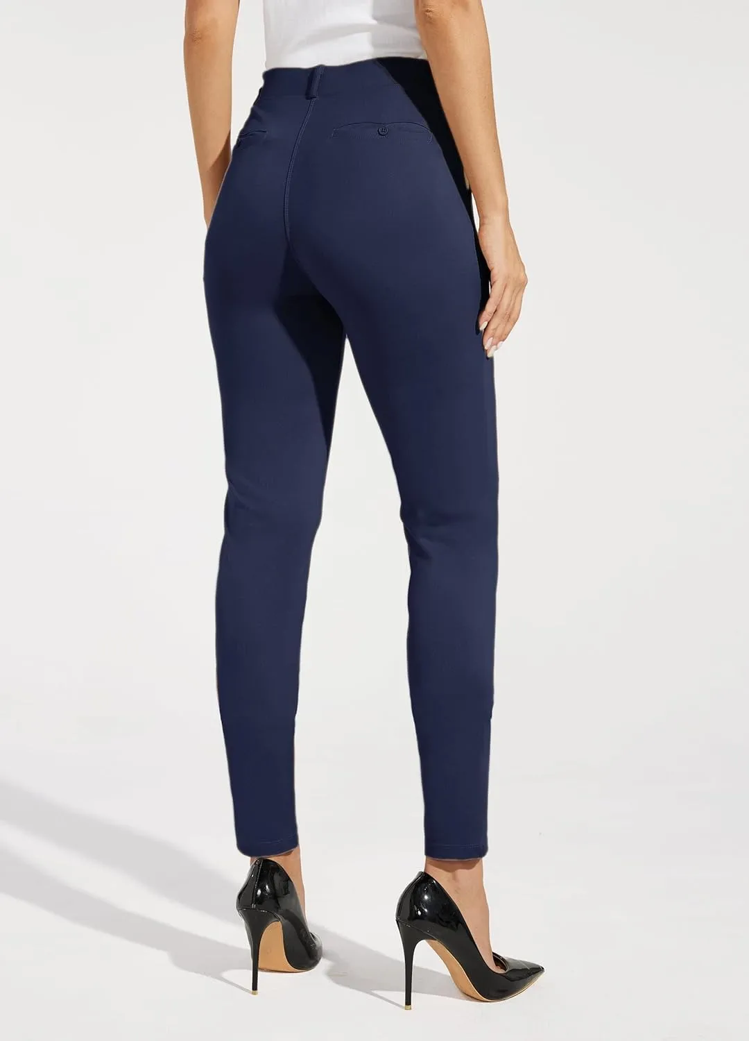Willit Women's Yoga Dress Pants Skinny Work Slacks Leggings Slim Fit Stretch Office Casual Pants Pockets 27"/28"/29"/30"