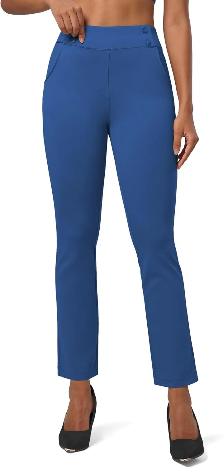 Willit Women's Yoga Dress Pants Stretch Business Work Casual Pants High Waisted Cropped Office Pants 27"