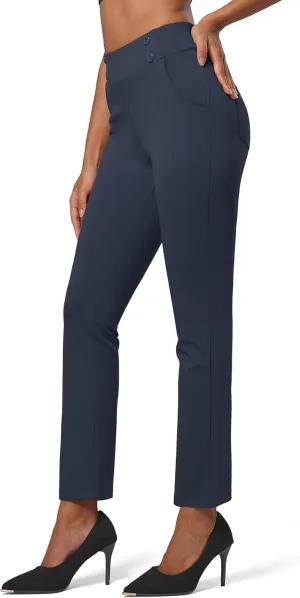 Willit Women's Yoga Dress Pants Stretch Business Work Casual Pants High Waisted Cropped Office Pants 27"