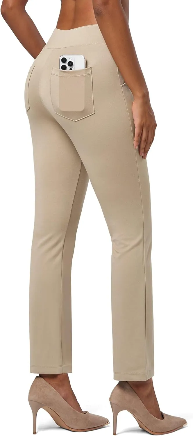 Willit Women's Yoga Dress Pants Stretch Business Work Casual Pants High Waisted Cropped Office Pants 27"