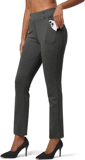 Willit Women's Yoga Dress Pants Stretch Business Work Casual Pants High Waisted Cropped Office Pants 27"