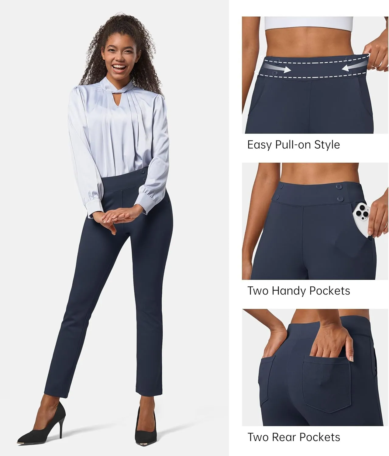 Willit Women's Yoga Dress Pants Stretch Business Work Casual Pants High Waisted Cropped Office Pants 27"