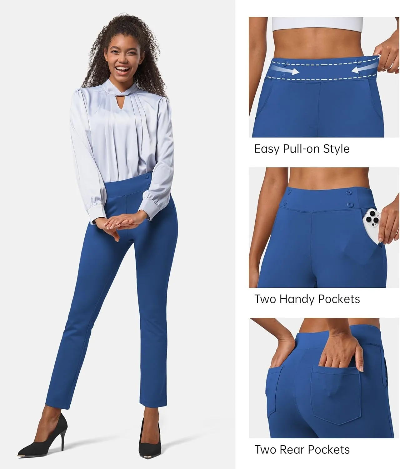 Willit Women's Yoga Dress Pants Stretch Business Work Casual Pants High Waisted Cropped Office Pants 27"