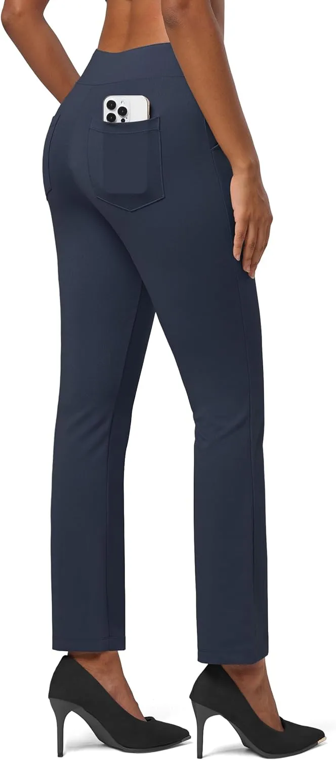 Willit Women's Yoga Dress Pants Stretch Business Work Casual Pants High Waisted Cropped Office Pants 27"
