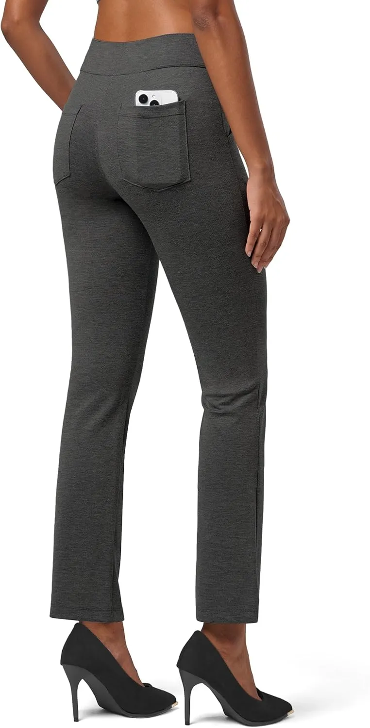 Willit Women's Yoga Dress Pants Stretch Business Work Casual Pants High Waisted Cropped Office Pants 27"