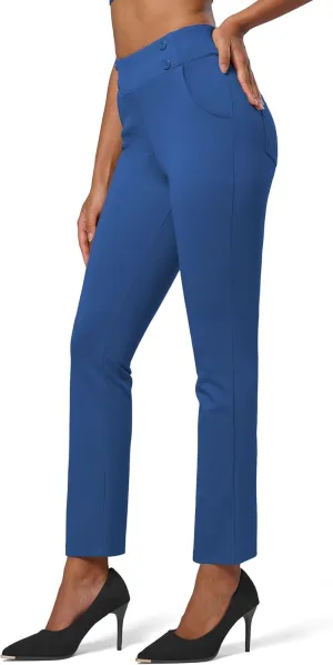 Willit Women's Yoga Dress Pants Stretch Business Work Casual Pants High Waisted Cropped Office Pants 27"