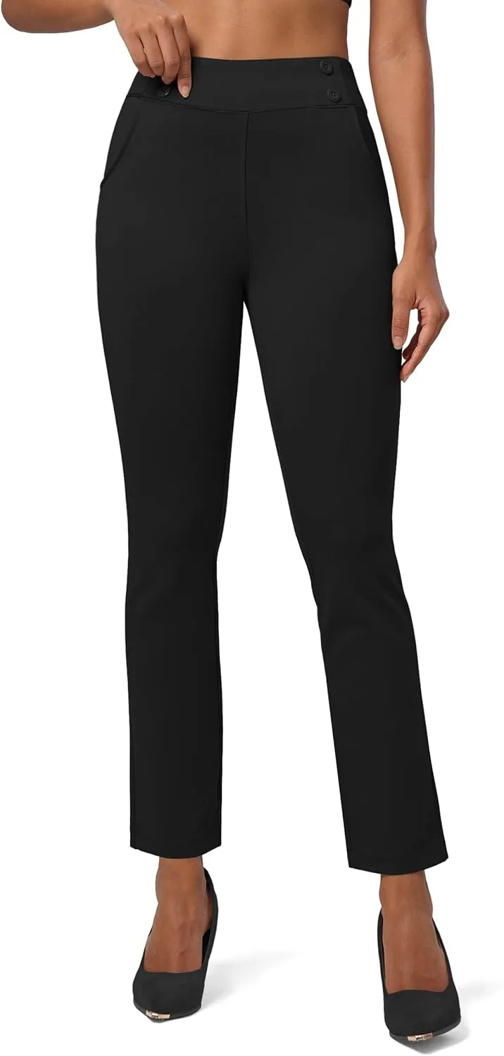 Willit Women's Yoga Dress Pants Stretch Business Work Casual Pants High Waisted Cropped Office Pants 27"