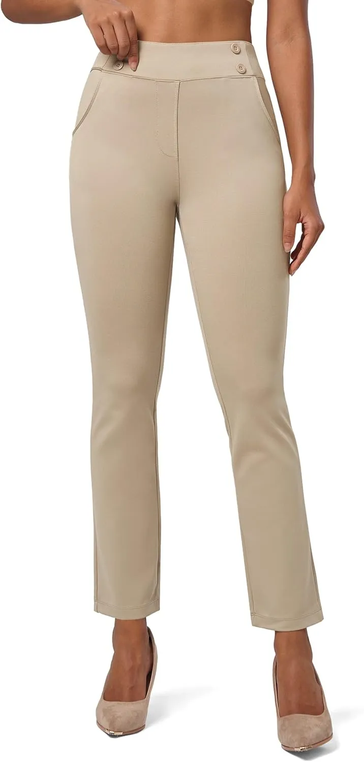 Willit Women's Yoga Dress Pants Stretch Business Work Casual Pants High Waisted Cropped Office Pants 27"
