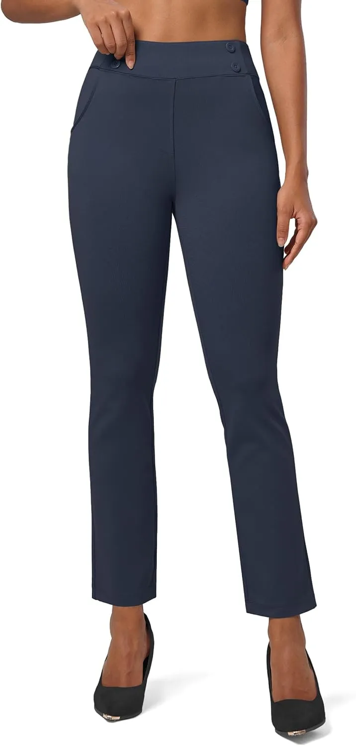 Willit Women's Yoga Dress Pants Stretch Business Work Casual Pants High Waisted Cropped Office Pants 27"