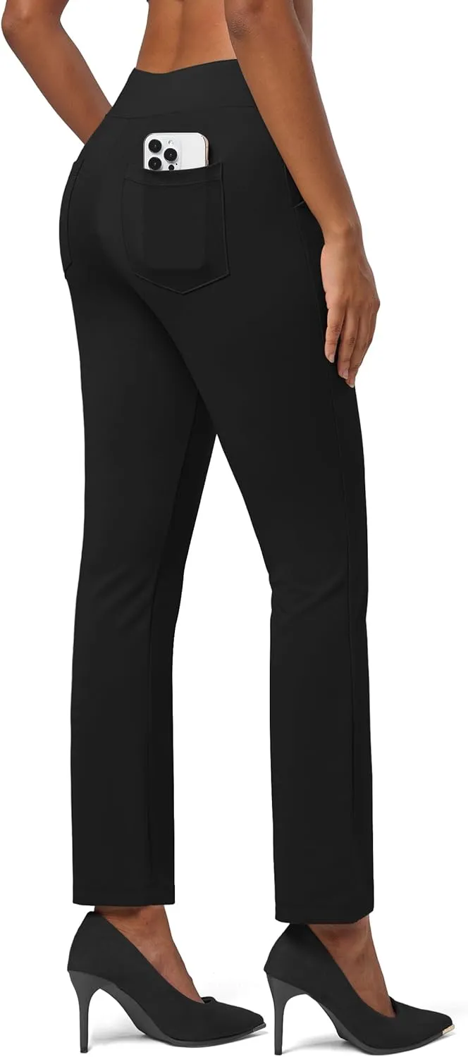 Willit Women's Yoga Dress Pants Stretch Business Work Casual Pants High Waisted Cropped Office Pants 27"