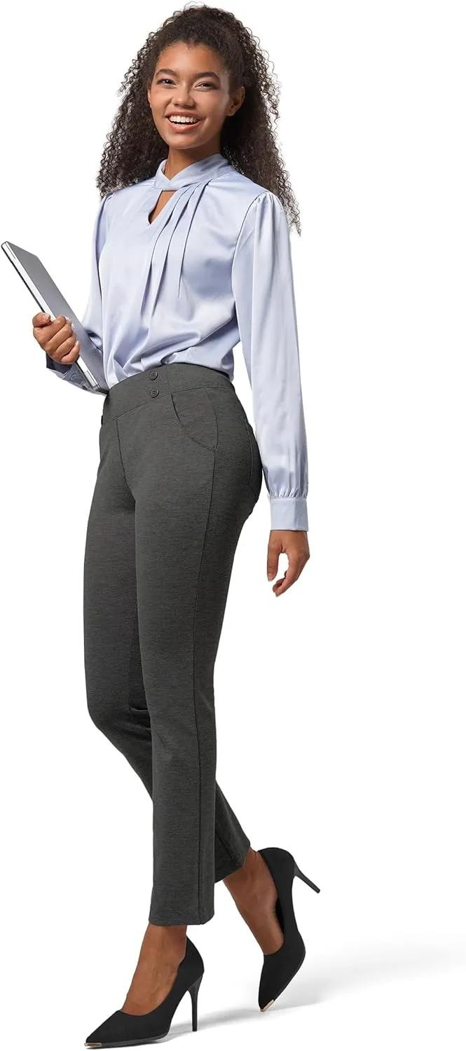 Willit Women's Yoga Dress Pants Stretch Business Work Casual Pants High Waisted Cropped Office Pants 27"