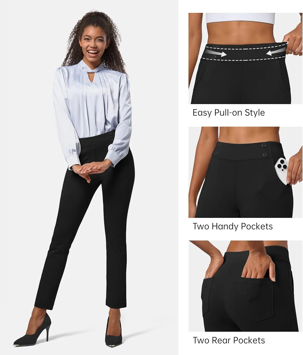 Willit Women's Yoga Dress Pants Stretch Business Work Casual Pants High Waisted Cropped Office Pants 27"