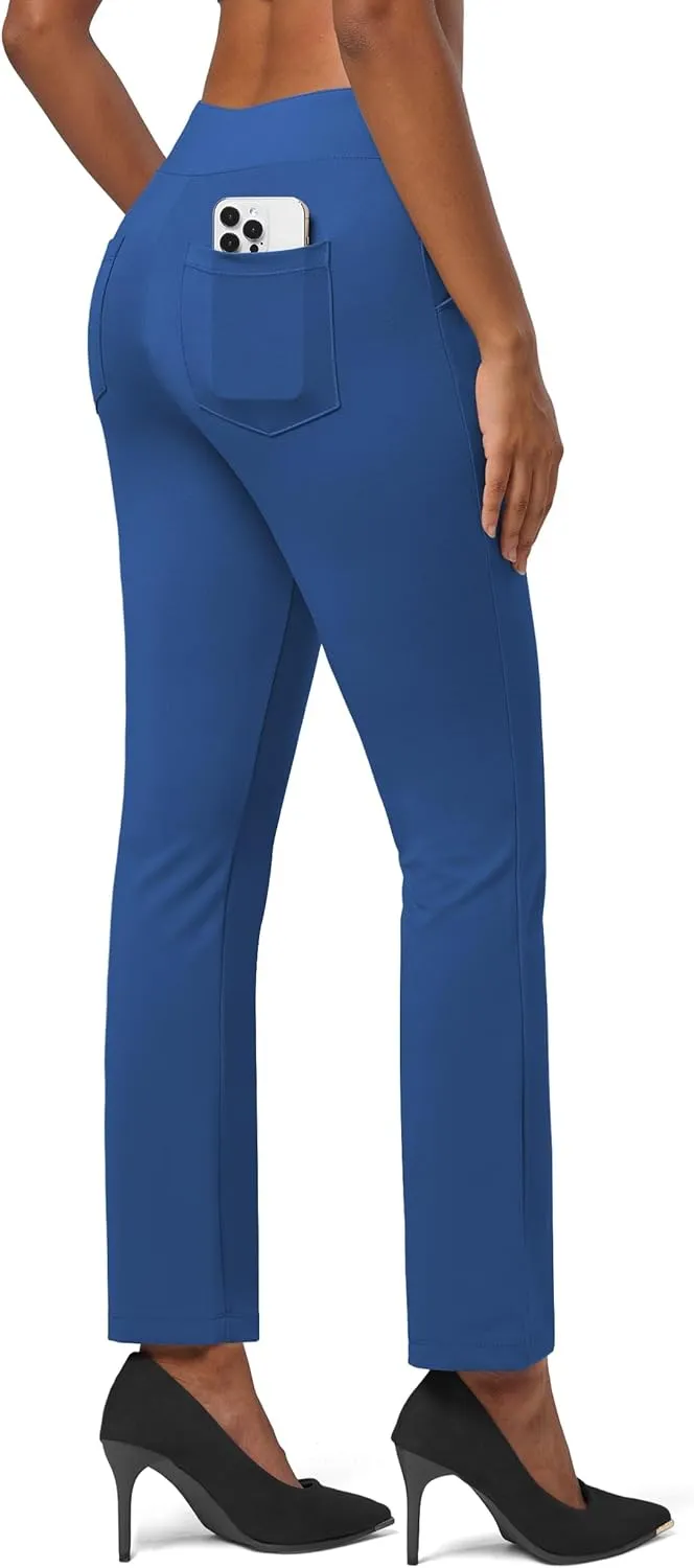 Willit Women's Yoga Dress Pants Stretch Business Work Casual Pants High Waisted Cropped Office Pants 27"