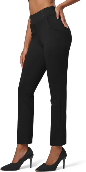 Willit Women's Yoga Dress Pants Stretch Business Work Casual Pants High Waisted Cropped Office Pants 27"