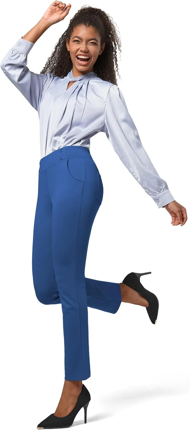 Willit Women's Yoga Dress Pants Stretch Business Work Casual Pants High Waisted Cropped Office Pants 27"