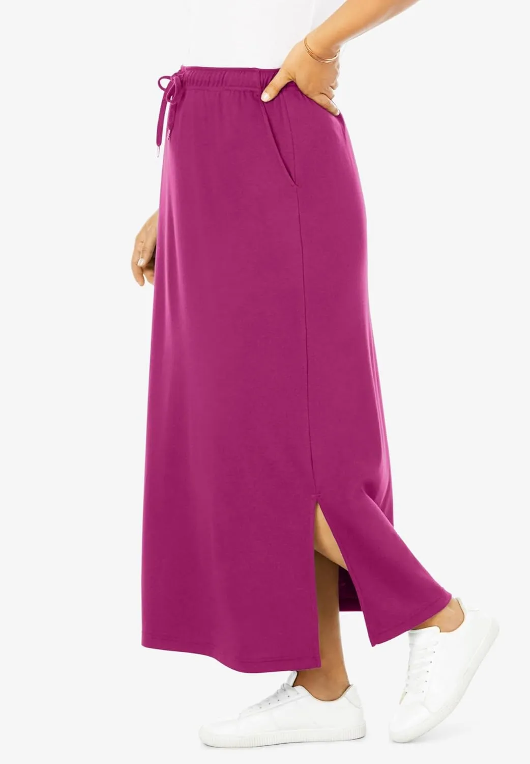 Woman Within Plus Size Petite Sport Knit Side-Slit Skirt