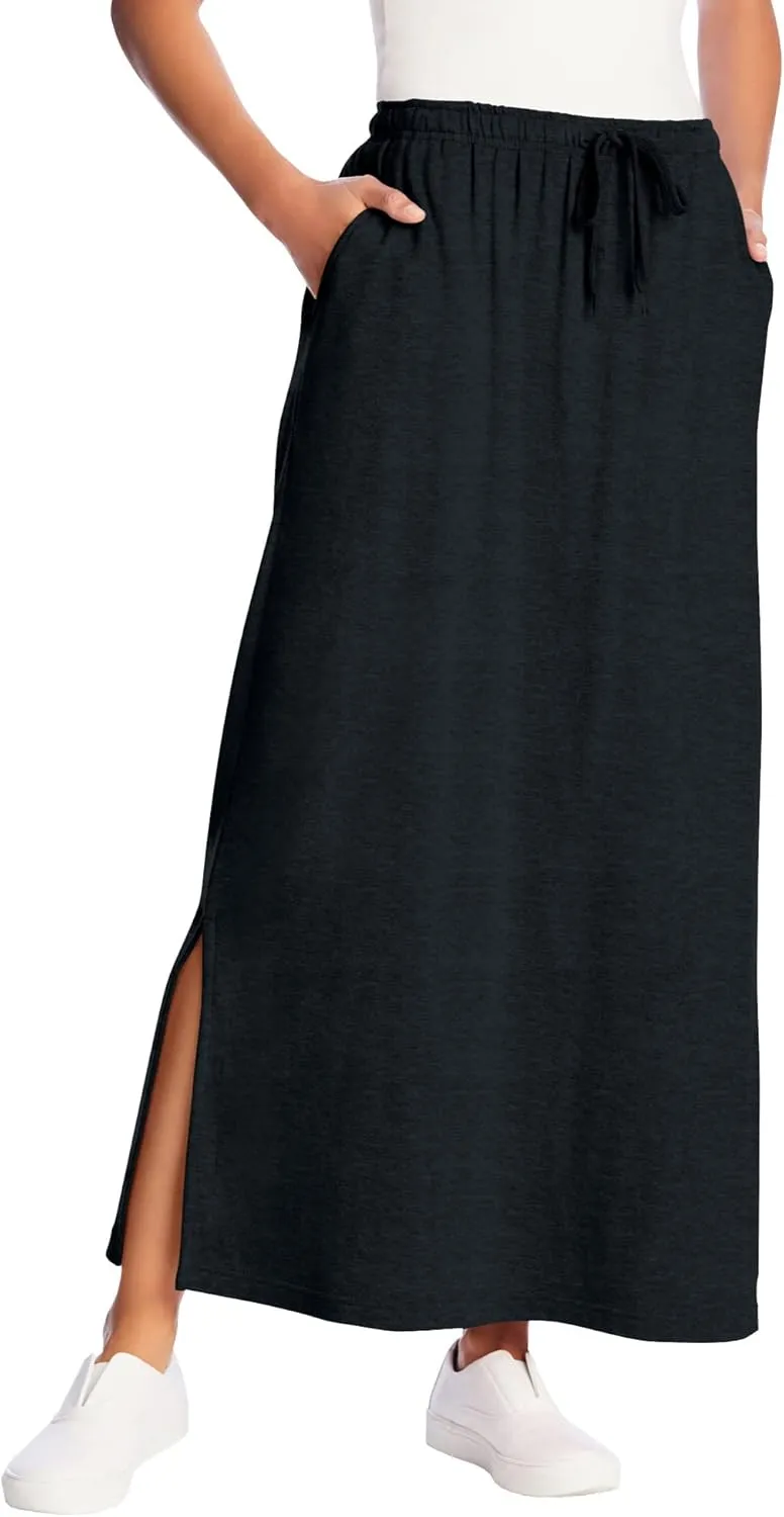 Woman Within Plus Size Petite Sport Knit Side-Slit Skirt