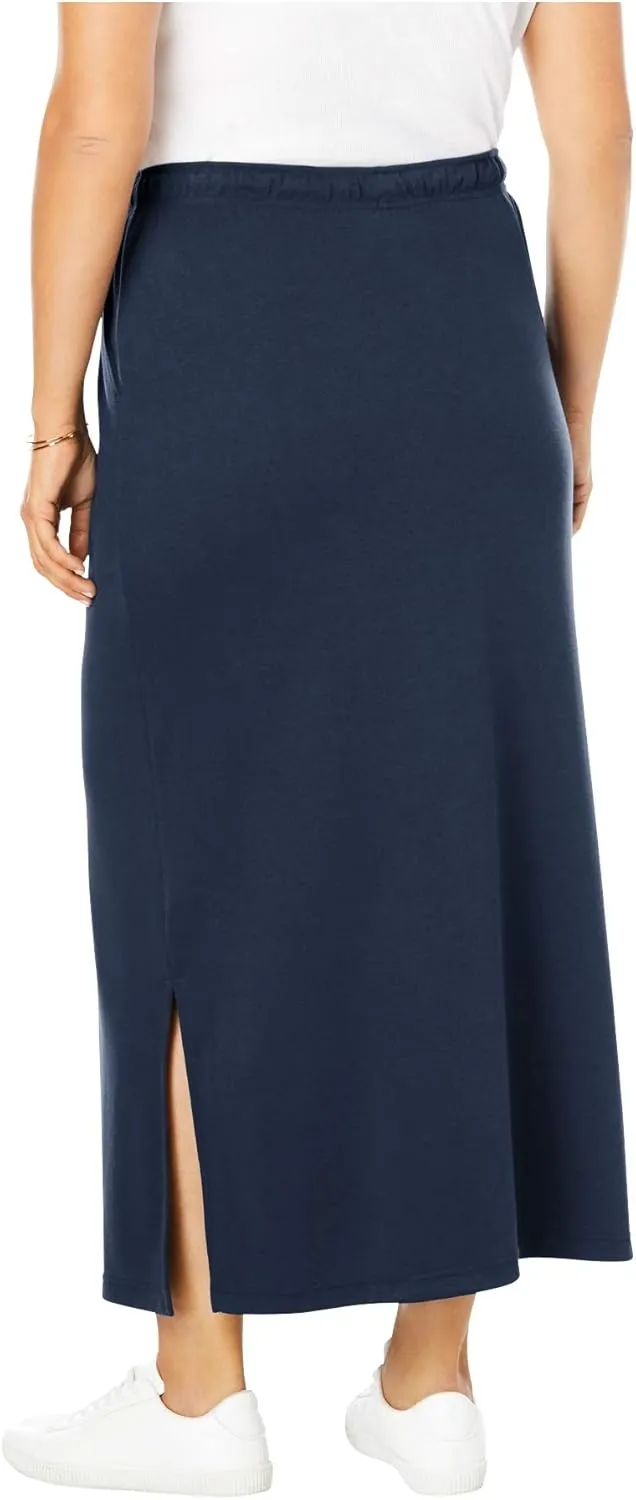 Woman Within Plus Size Petite Sport Knit Side-Slit Skirt