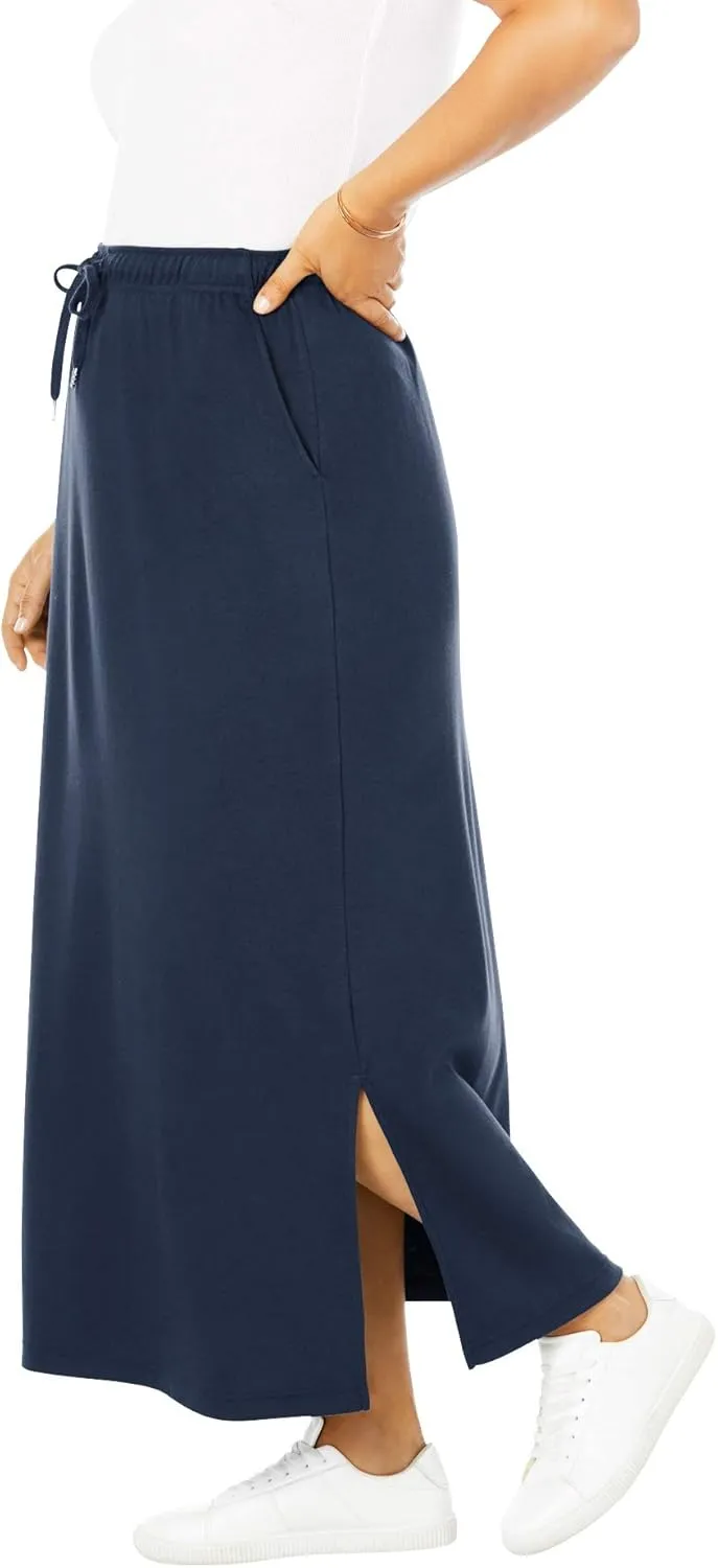 Woman Within Plus Size Petite Sport Knit Side-Slit Skirt