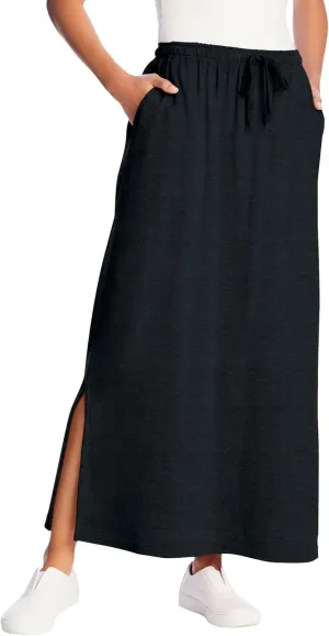 Woman Within Plus Size Petite Sport Knit Side-Slit Skirt