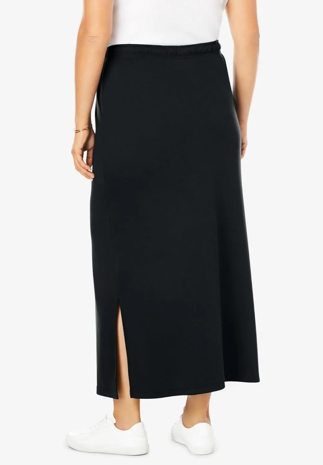 Woman Within Plus Size Petite Sport Knit Side-Slit Skirt