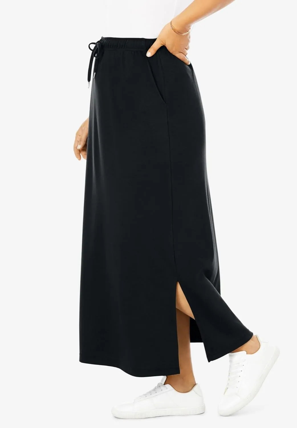 Woman Within Plus Size Petite Sport Knit Side-Slit Skirt