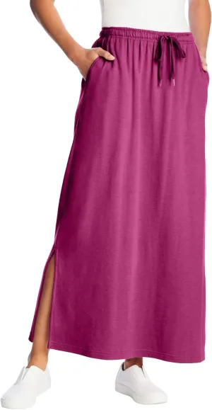 Woman Within Plus Size Petite Sport Knit Side-Slit Skirt
