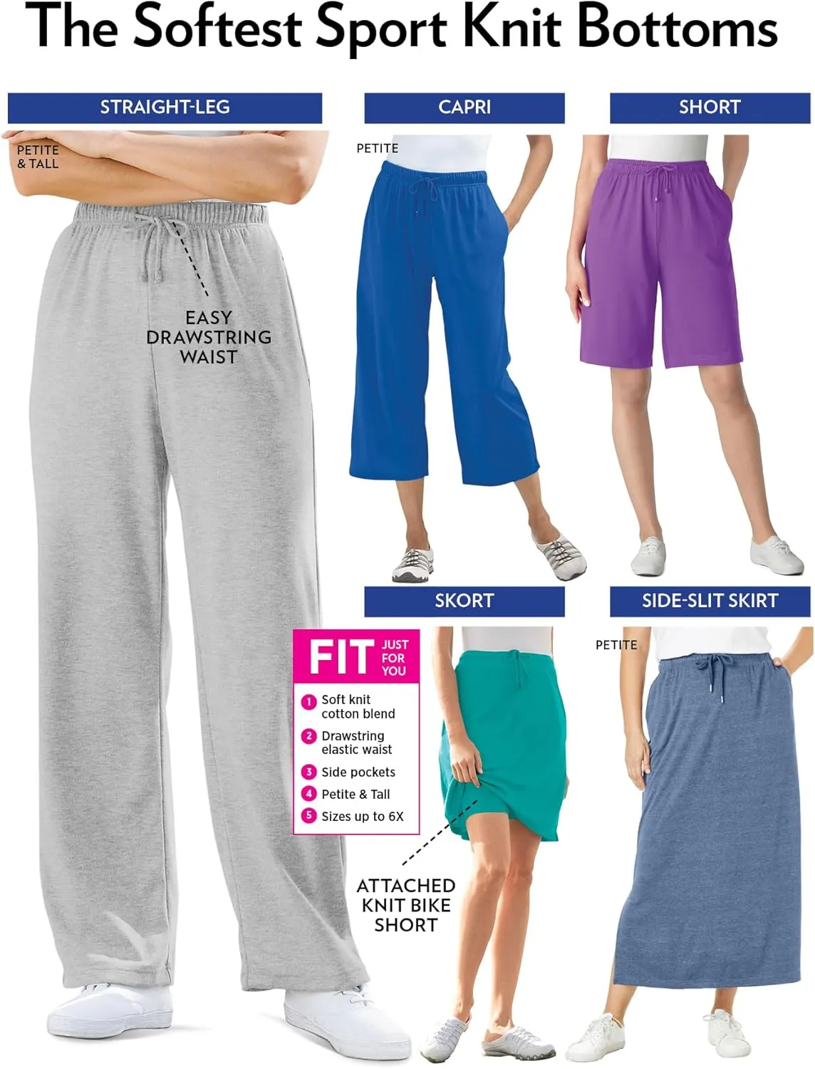 Woman Within Plus Size Sport Knit Side-Slit Skirt