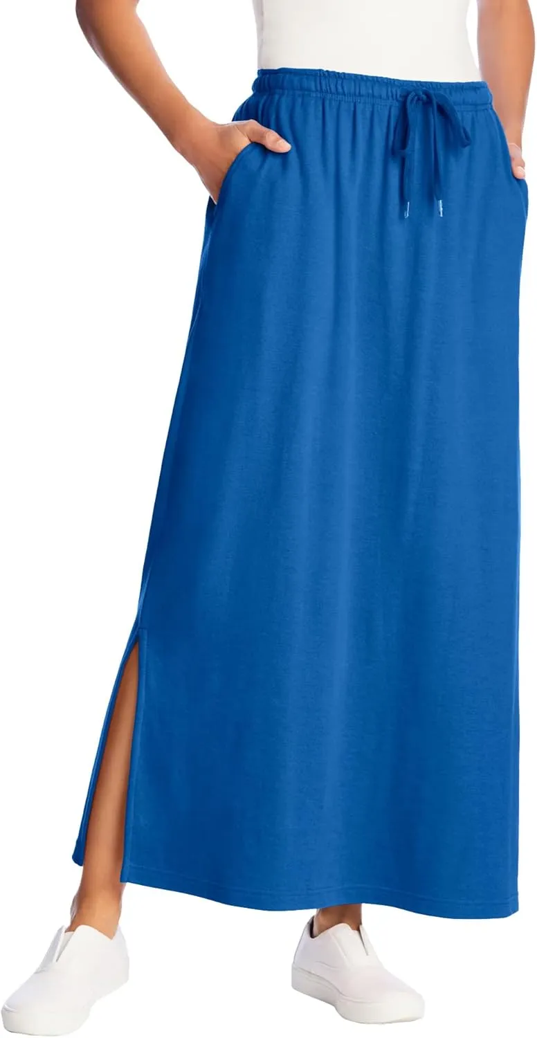 Woman Within Plus Size Sport Knit Side-Slit Skirt