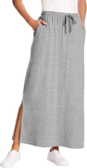 Woman Within Plus Size Sport Knit Side-Slit Skirt