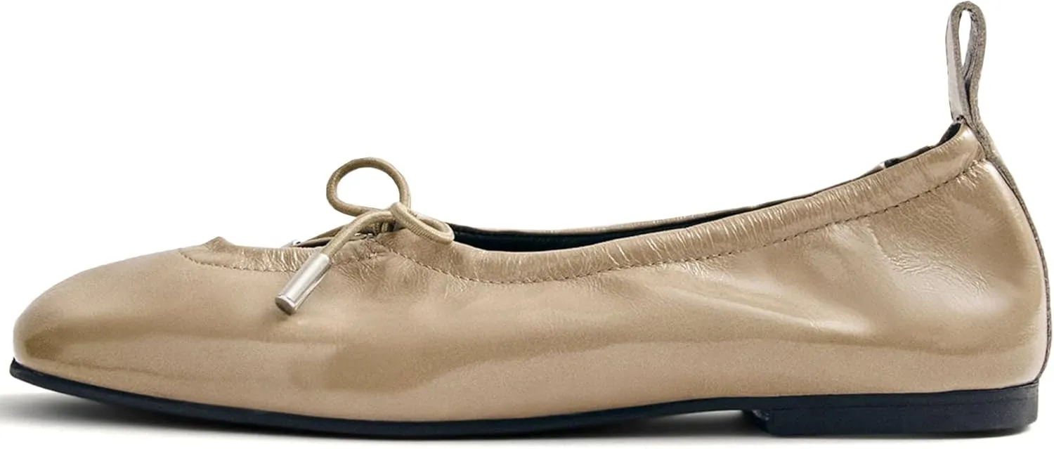 Women Ballet Flats Square Toe Lace Up Bow Ballerina Shoes Cute Slip On Casual Mary Jane Shoes