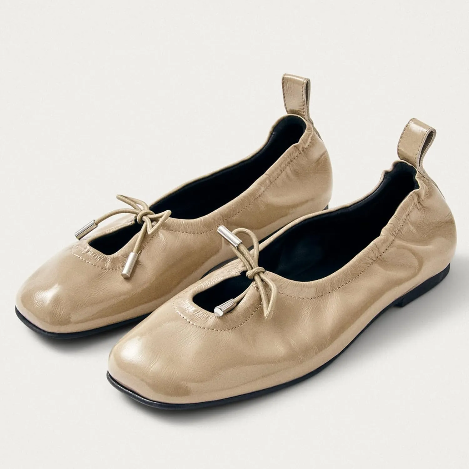 Women Ballet Flats Square Toe Lace Up Bow Ballerina Shoes Cute Slip On Casual Mary Jane Shoes