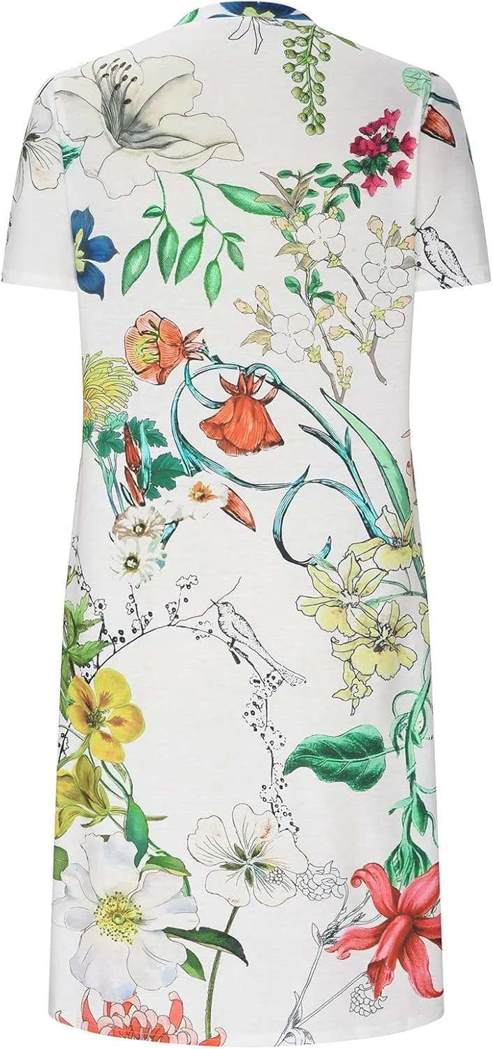 Women Boho Floral Print Dress Petal Sleeves Flowy Dresses Casual Summer Midi Dress Beach Vacation Clothing 2024