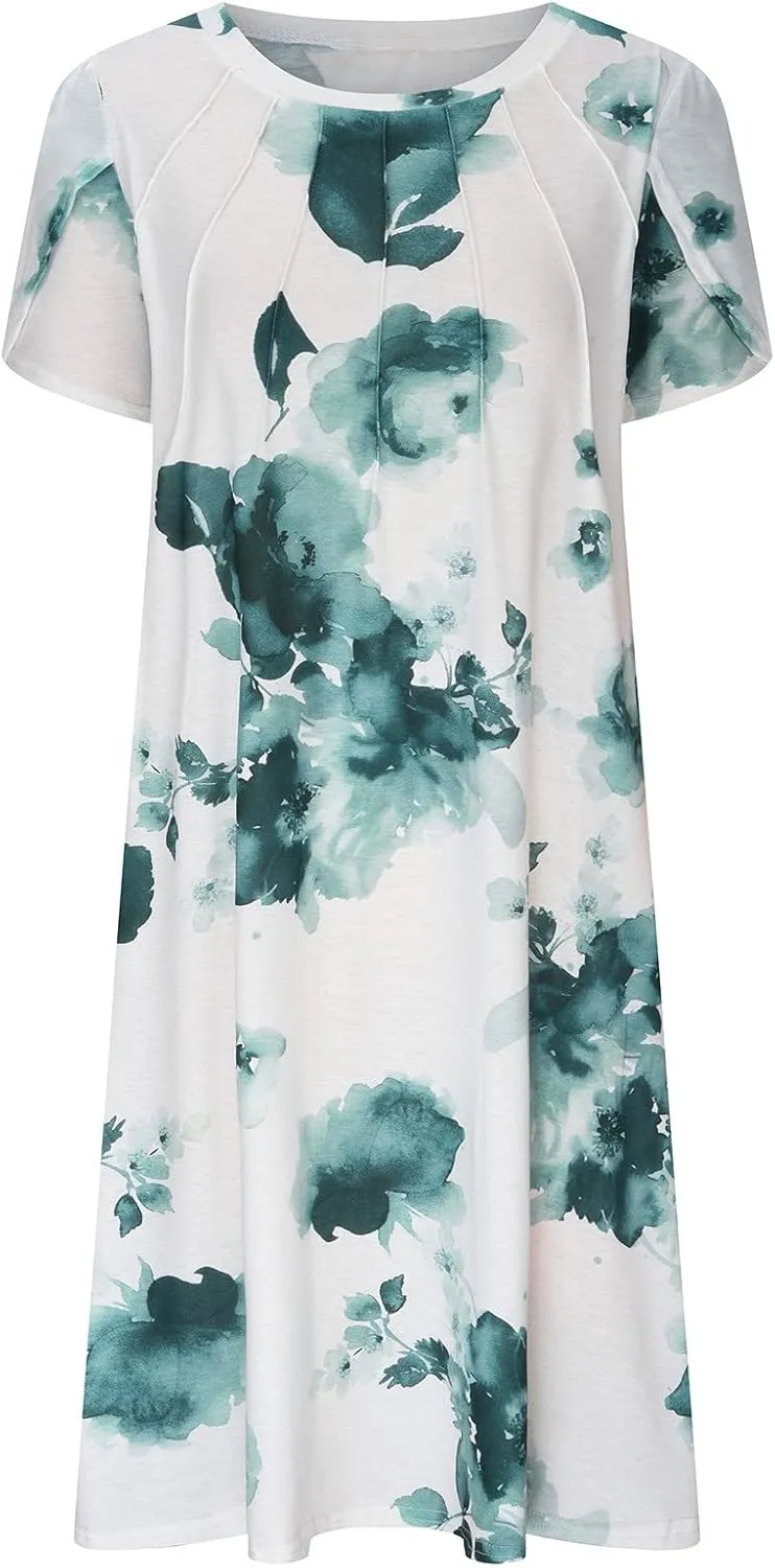 Women Boho Floral Print Dress Petal Sleeves Flowy Dresses Casual Summer Midi Dress Beach Vacation Clothing 2024