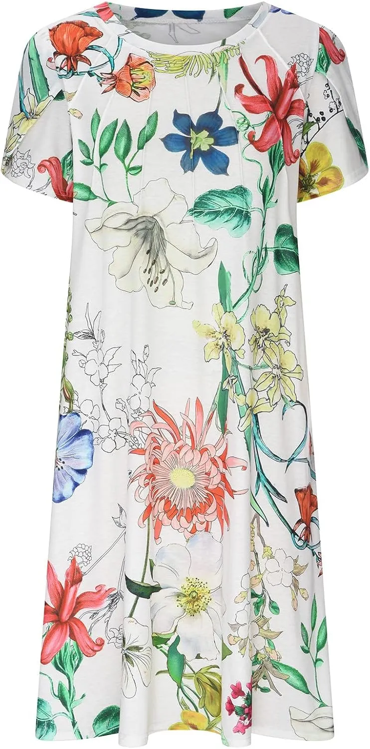Women Boho Floral Print Dress Petal Sleeves Flowy Dresses Casual Summer Midi Dress Beach Vacation Clothing 2024