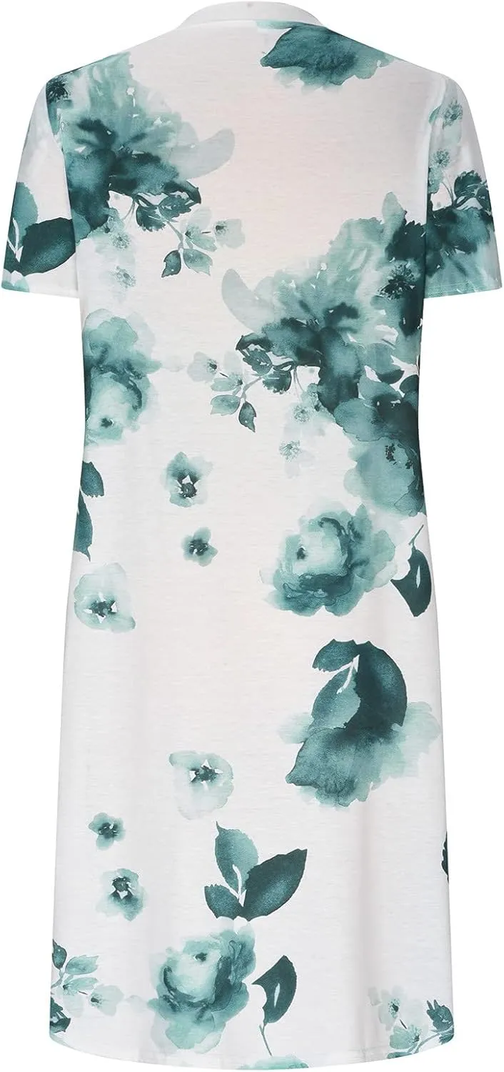 Women Boho Floral Print Dress Petal Sleeves Flowy Dresses Casual Summer Midi Dress Beach Vacation Clothing 2024