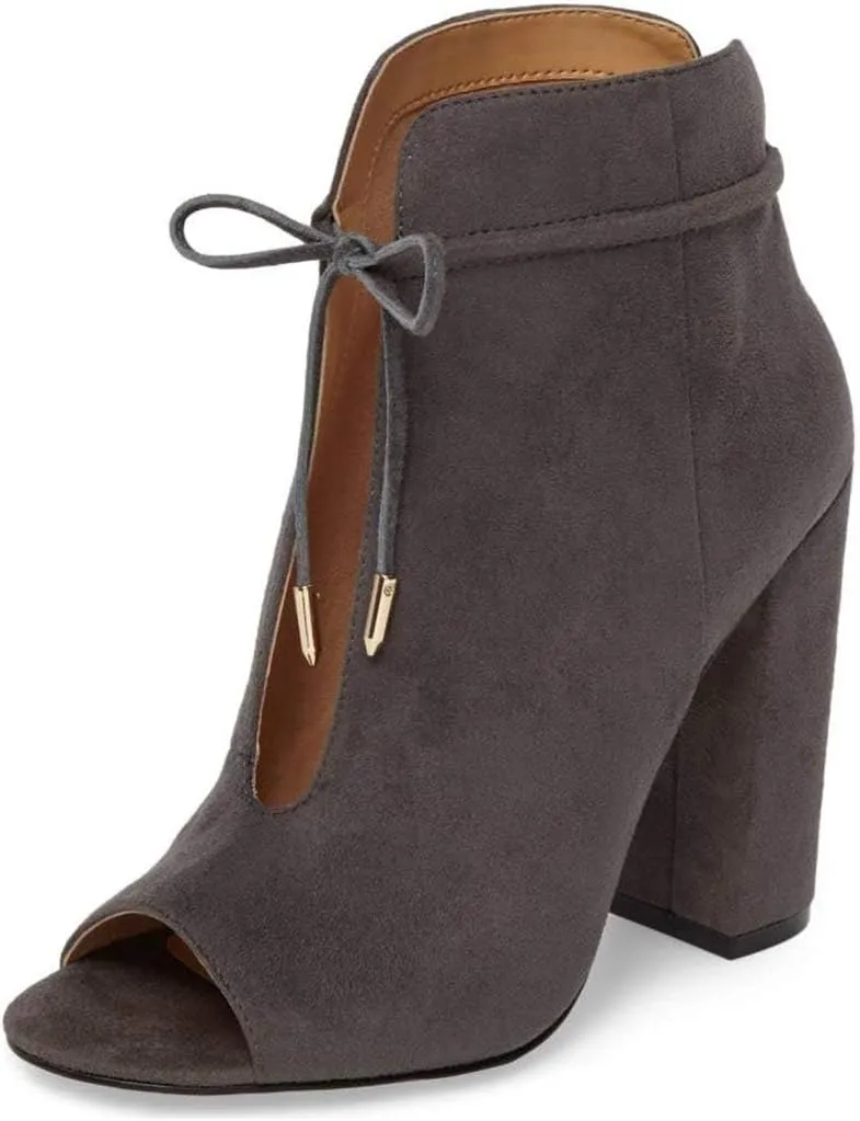 Women Chic Open Peep Toe Strappy Ankle Boots Chunky High Heel Lace up Stylish Party Prom Summer Sandal Booties Size 4-16 US