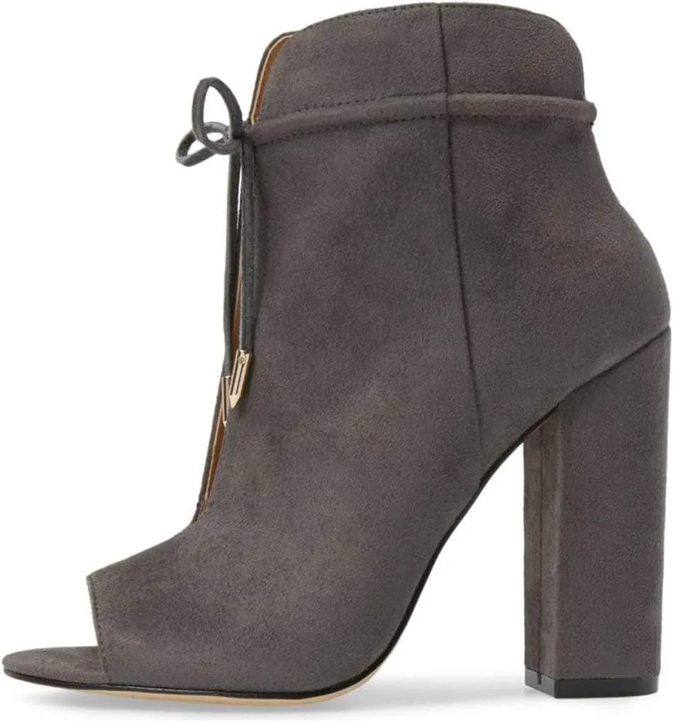 Women Chic Open Peep Toe Strappy Ankle Boots Chunky High Heel Lace up Stylish Party Prom Summer Sandal Booties Size 4-16 US