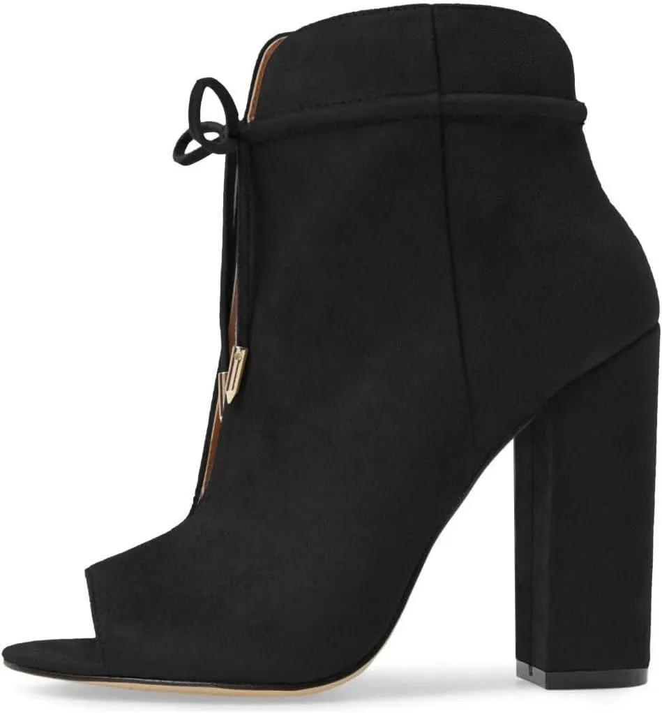 Women Chic Open Peep Toe Strappy Ankle Boots Chunky High Heel Lace up Stylish Party Prom Summer Sandal Booties Size 4-16 US