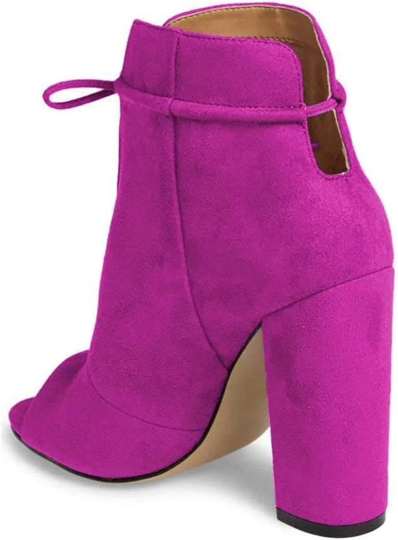 Women Chic Open Peep Toe Strappy Ankle Boots Chunky High Heel Lace up Stylish Party Prom Summer Sandal Booties Size 4-16 US