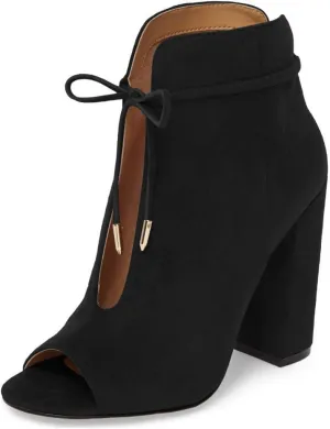 Women Chic Open Peep Toe Strappy Ankle Boots Chunky High Heel Lace up Stylish Party Prom Summer Sandal Booties Size 4-16 US