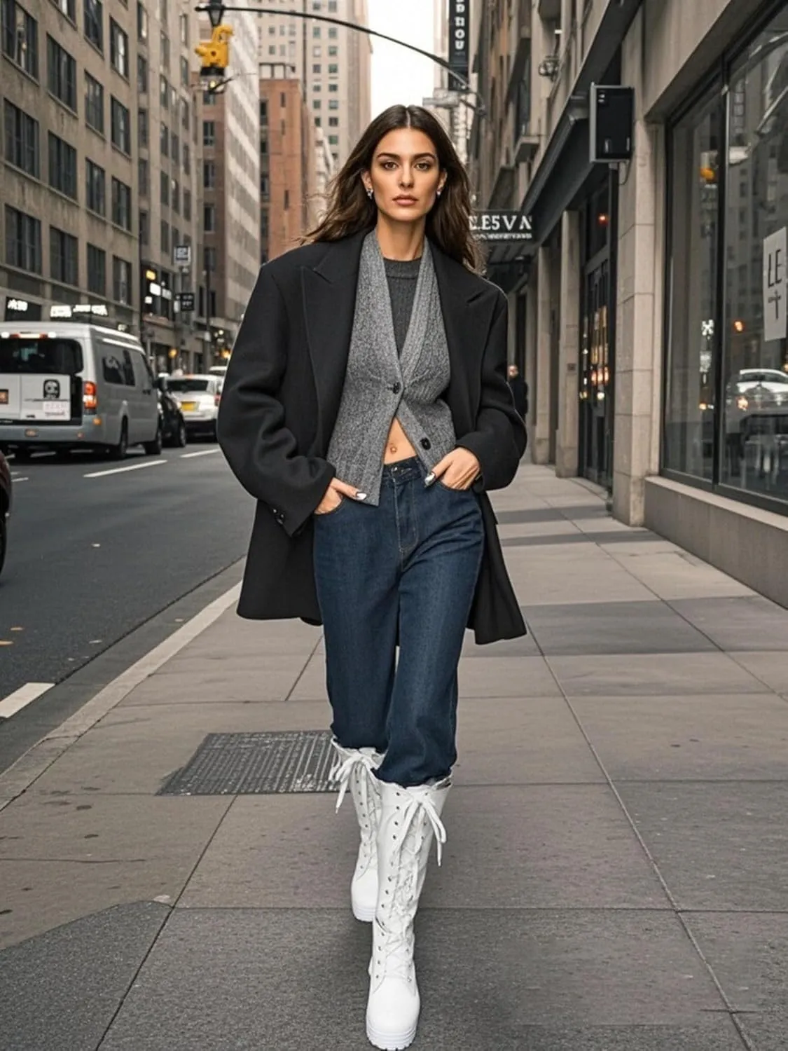 Women Fashion Platform Block Heels Knee High Boots Lace up