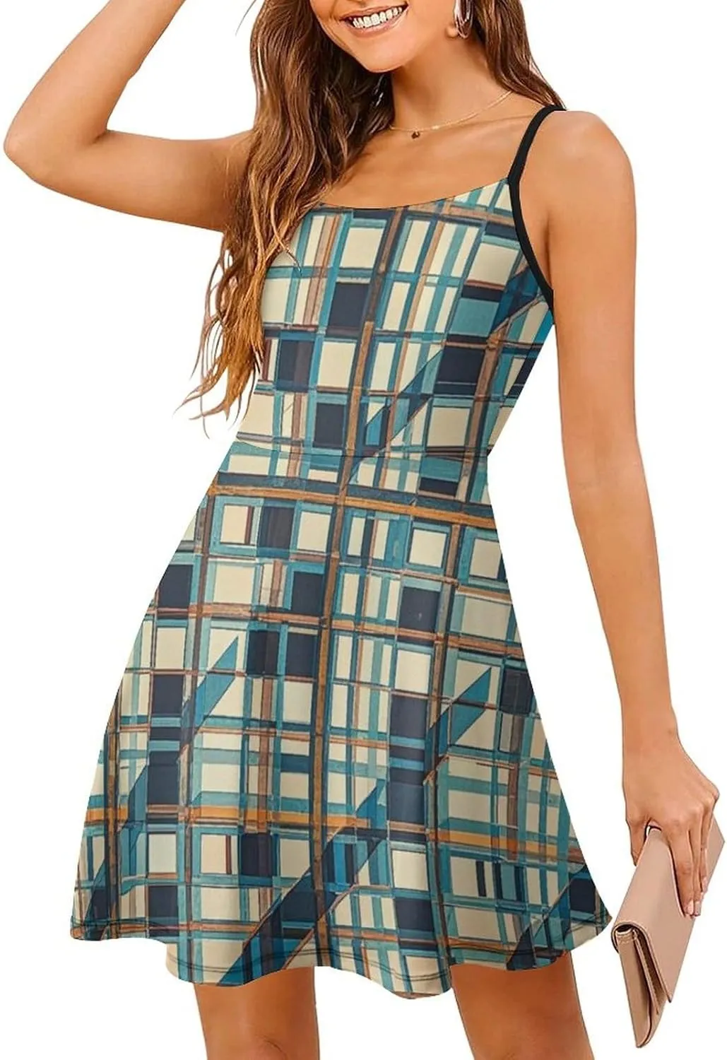 Women Ladies Casual Summer Flared Midi Dress for Vacation Party Wedding